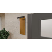 Quoizel Lunar 21in LED Outdoor Wall Lantern | Modern Matte Black and Gold Interior | Front Door & Porch Light | 8 x 5.75 x 21 in | Model LNR8408MBK