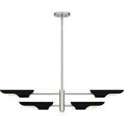 Quoizel Leoni 44in 4-Light Island Chandelier | Modern Industrial Brushed Nickel and Matte Black Metal | Kitchen Island & Dining Room | Model LOI444BN