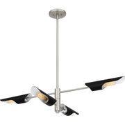 Quoizel Leoni 44in 4-Light Island Chandelier | Modern Industrial Brushed Nickel and Matte Black Metal | Kitchen Island & Dining Room | Model LOI444BN
