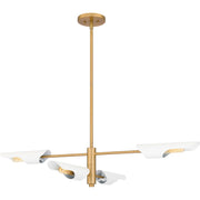Quoizel Leoni 44in 4-Light Island Chandelier | Modern Industrial Brushed Weathered Brass and White Metal | Kitchen Island & Dining | Model LOI444BWS