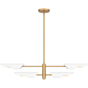 Quoizel Leoni 44in 4-Light Island Chandelier | Modern Industrial Brushed Weathered Brass and White Metal | Kitchen Island & Dining | Model LOI444BWS