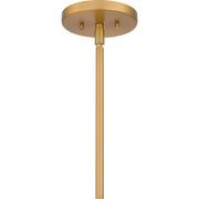 Quoizel Leoni 44in 4-Light Island Chandelier | Modern Industrial Brushed Weathered Brass and White Metal | Kitchen Island & Dining | Model LOI444BWS