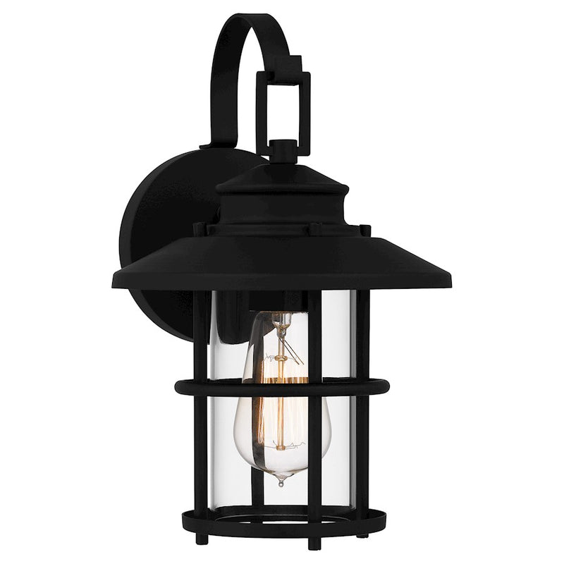 Quoizel Lombard 1 Light 12" Outdoor Lantern, Matte Black/Clear
