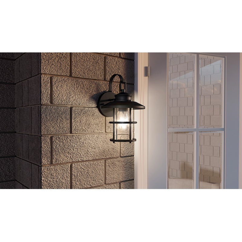 Quoizel Lombard 1 Light 12" Outdoor Lantern, Matte Black/Clear