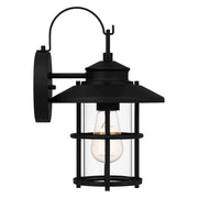 Quoizel Lombard 1 Light 12" Outdoor Lantern, Matte Black/Clear