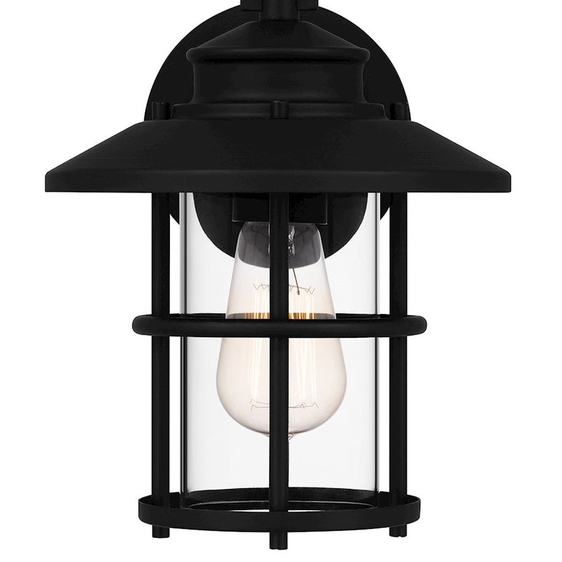 Quoizel Lombard 1 Light 12" Outdoor Lantern, Matte Black/Clear