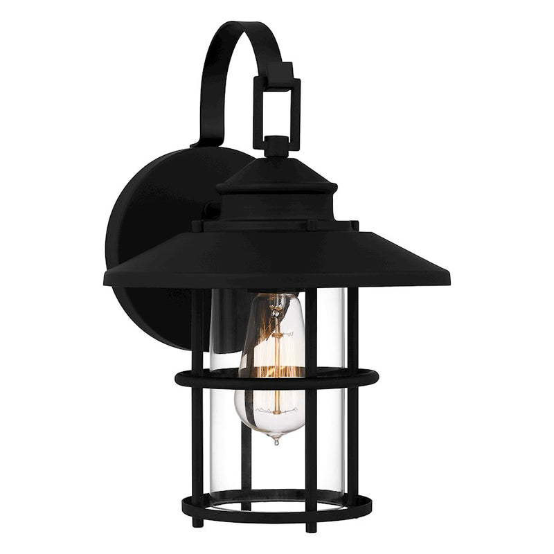 Quoizel Lombard 1 Light 14" Outdoor Lantern, Matte Black/Clear
