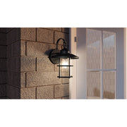 Quoizel Lombard 1 Light 14" Outdoor Lantern, Matte Black/Clear