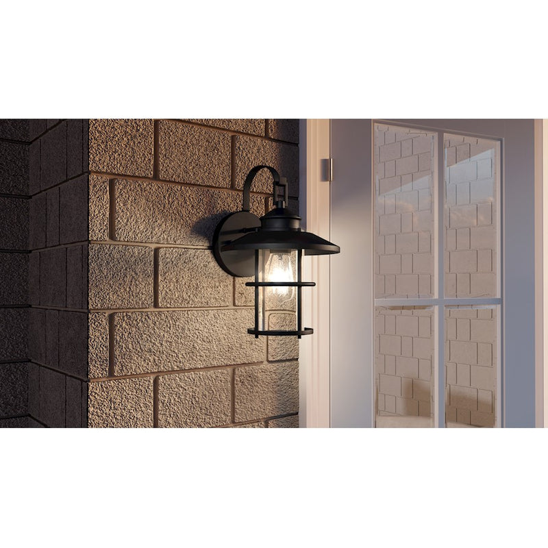 Quoizel Lombard 1 Light 14" Outdoor Lantern, Matte Black/Clear