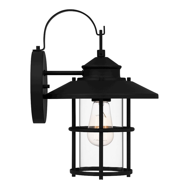 Quoizel Lombard 1 Light 14" Outdoor Lantern, Matte Black/Clear