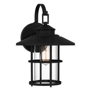 Quoizel Lombard 1 Light 16" Outdoor Lantern, Matte Black/Clear