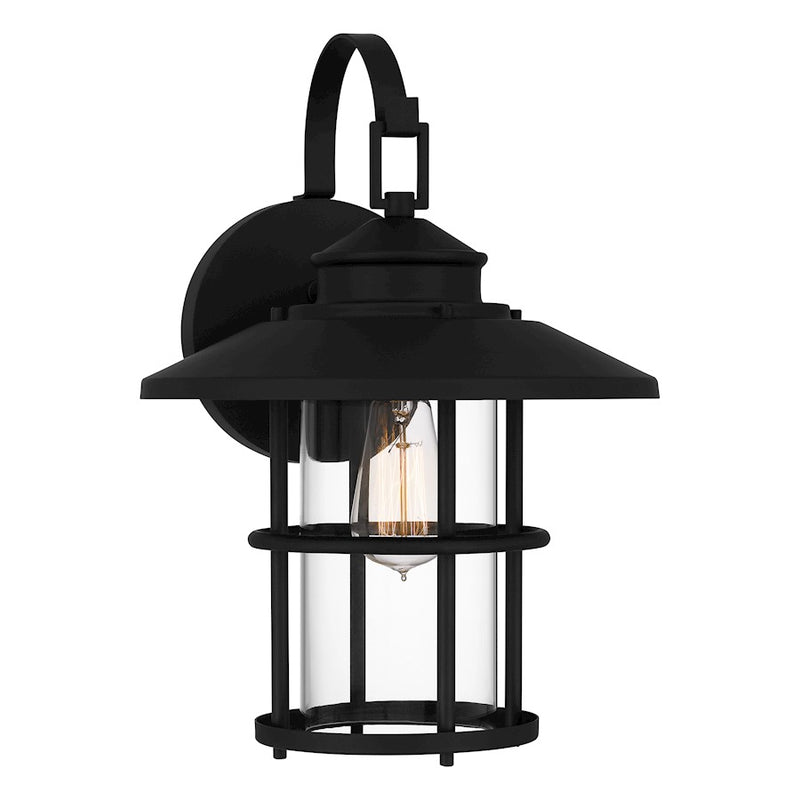 Quoizel Lombard 1 Light 16" Outdoor Lantern, Matte Black/Clear