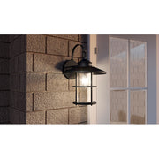 Quoizel Lombard 1 Light 16" Outdoor Lantern, Matte Black/Clear