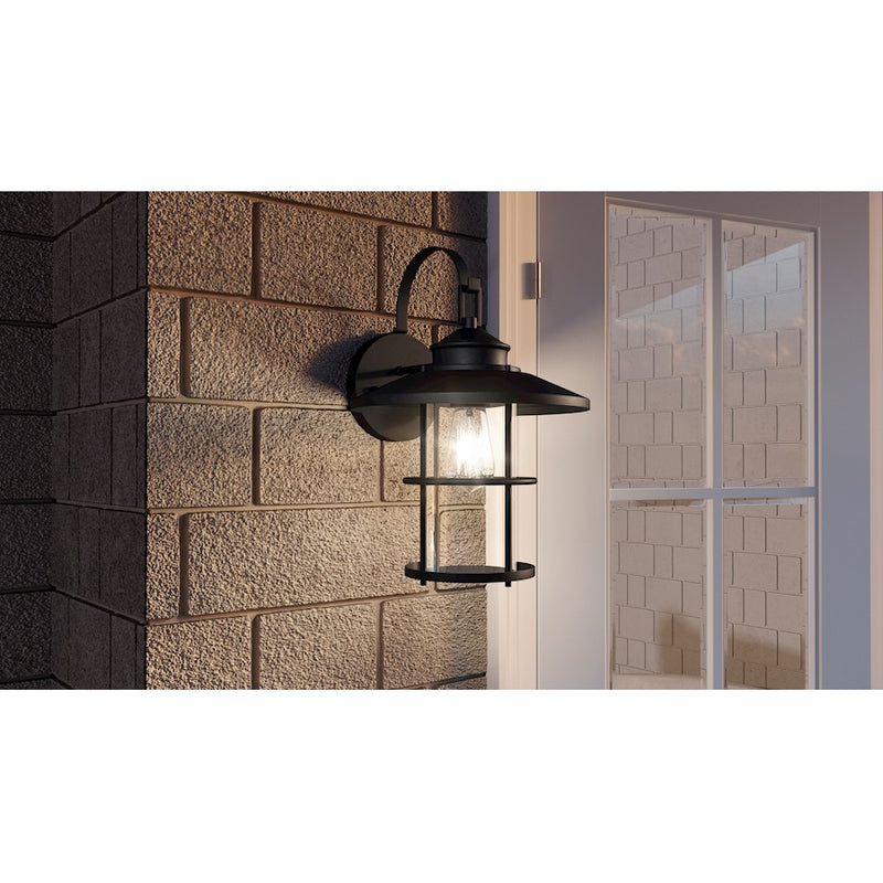 Quoizel Lombard 1 Light 16" Outdoor Lantern, Matte Black/Clear