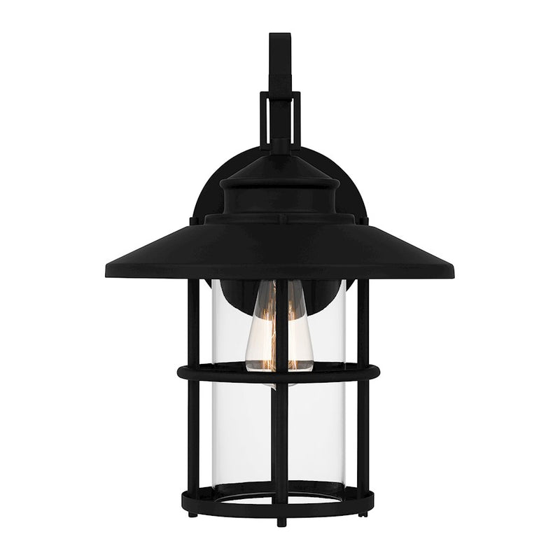 Quoizel Lombard 1 Light 16" Outdoor Lantern, Matte Black/Clear