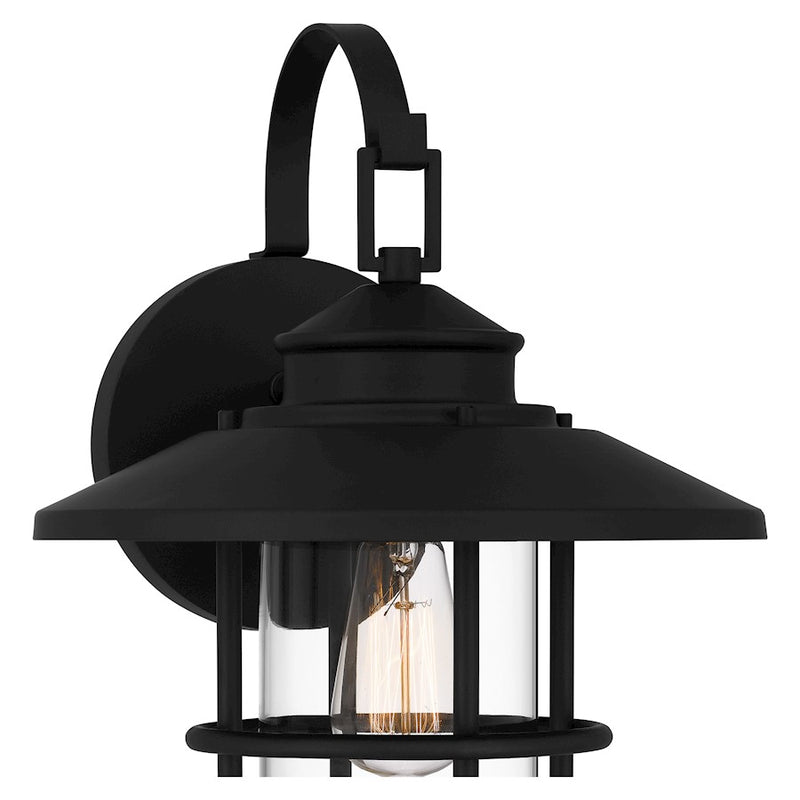 Quoizel Lombard 1 Light 16" Outdoor Lantern, Matte Black/Clear