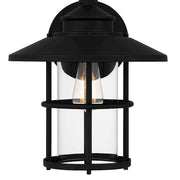 Quoizel Lombard 1 Light 16" Outdoor Lantern, Matte Black/Clear