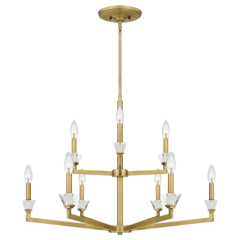 Quoizel Lottie 9 Light Chandelier, Aged Brass