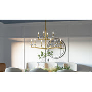 Quoizel Lottie 9 Light Chandelier, Aged Brass