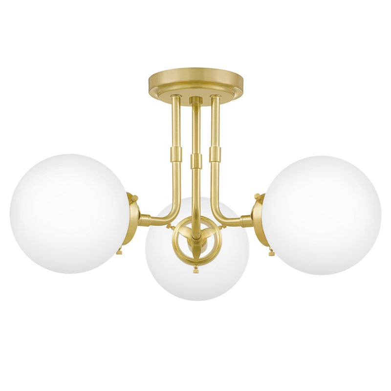 Quoizel Landry 3 Light Semi-Flush Mount, Satin Brass