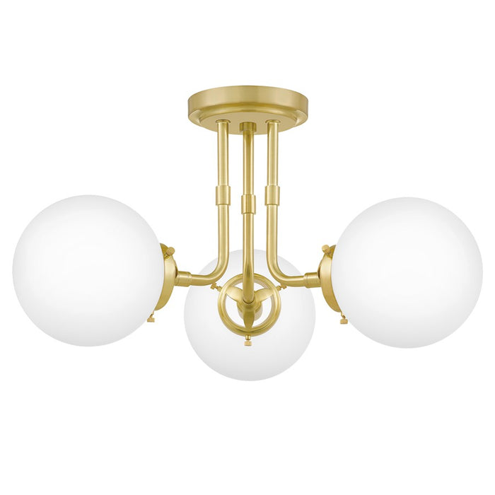 Quoizel Landry 3 Light Semi-Flush Mount, Satin Brass