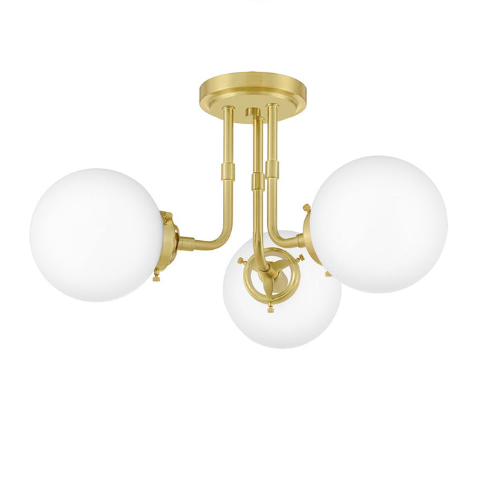 Quoizel Landry 3 Light Semi-Flush Mount, Satin Brass
