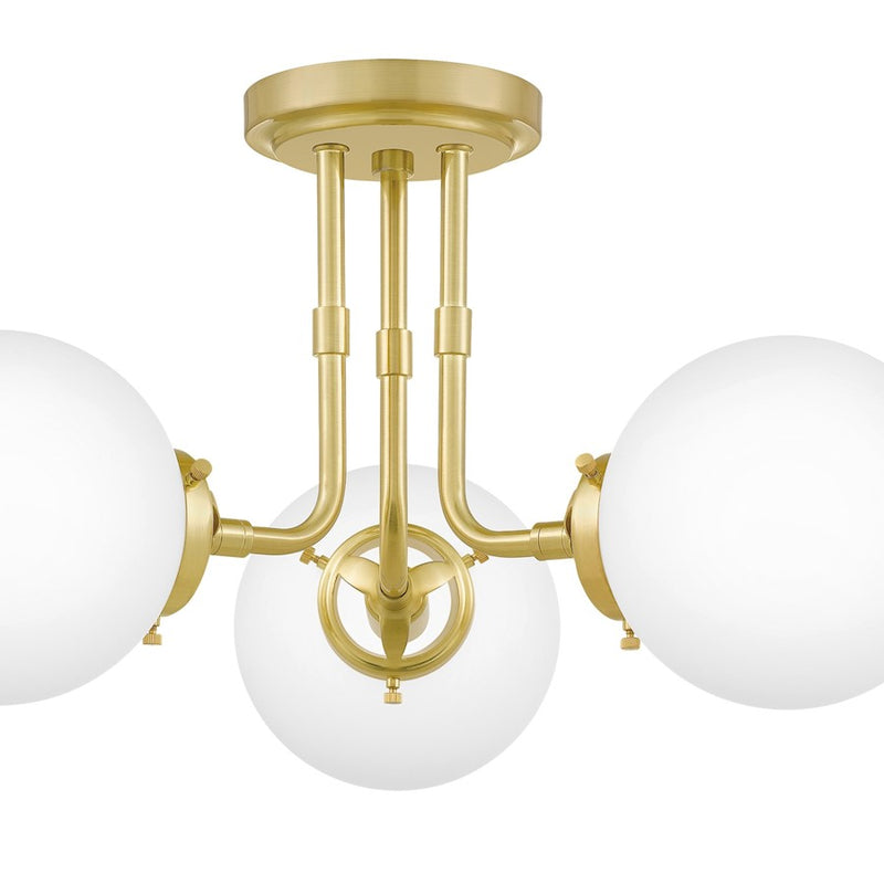 Quoizel Landry 3 Light Semi-Flush Mount, Satin Brass