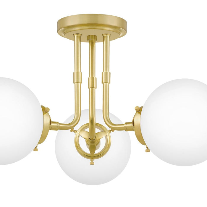 Quoizel Landry 3 Light Semi-Flush Mount, Satin Brass