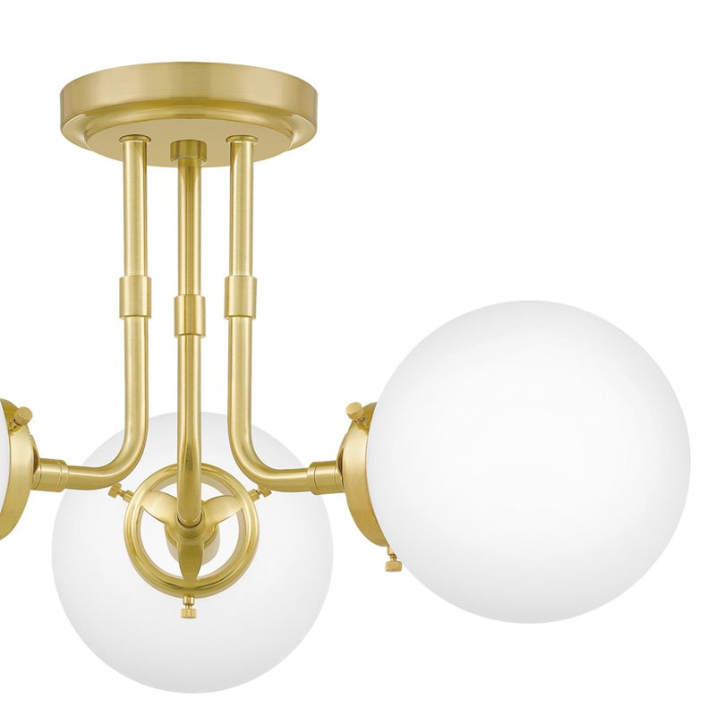 Quoizel Landry 3 Light Semi-Flush Mount, Satin Brass