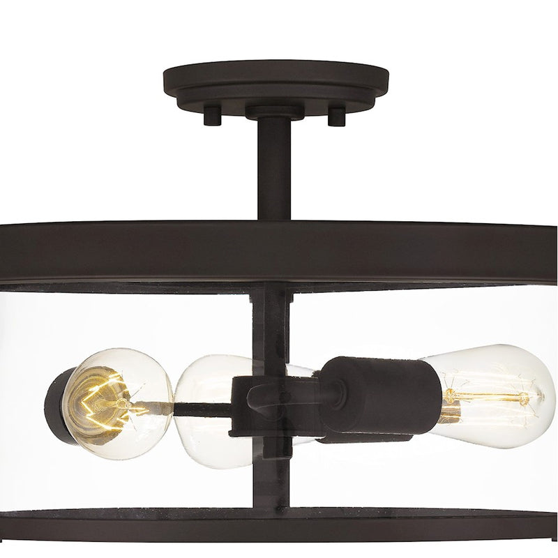 Quoizel Lisbon 3 Light Semi-Flush Mount, Old Bronze/Clear