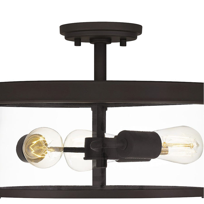 Quoizel Lisbon 3 Light Semi-Flush Mount, Old Bronze/Clear