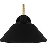 Quoizel Longshore 14in 1-Light Outdoor Wall Lantern | Coastal Matte Black and Gold Rope Metal | Front Door & Porch | Model LSH8414MBK