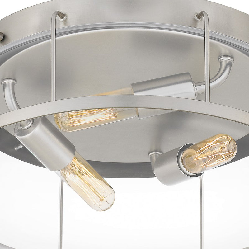 Quoizel Ludlow 3 Light Flush Mount, Brushed Nickel/Clear