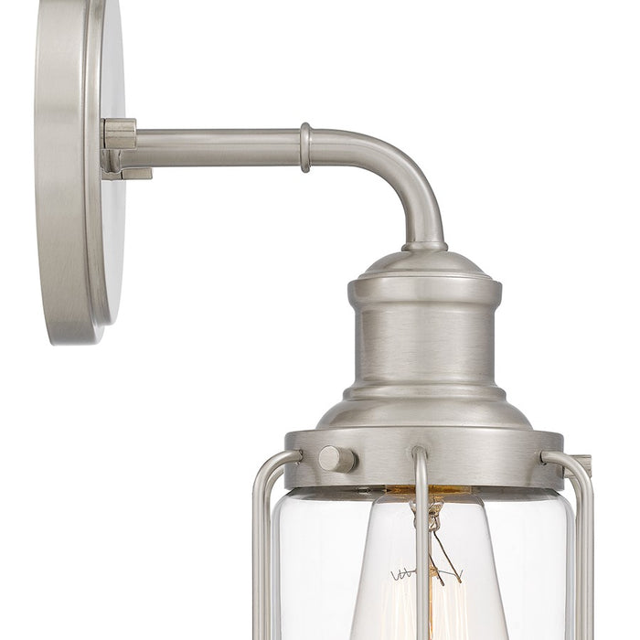 Quoizel Ludlow 1 Light Wall Sconce, Brushed Nickel/Clear