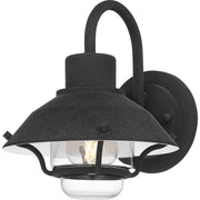 Quoizel Lavalier 8in 1-Light Outdoor Wall Lantern | Coastal Mottled Black and Clear Glass | Front Door & Porch | 8 x 9.25 x 9.5 in | Model LVL8408MB