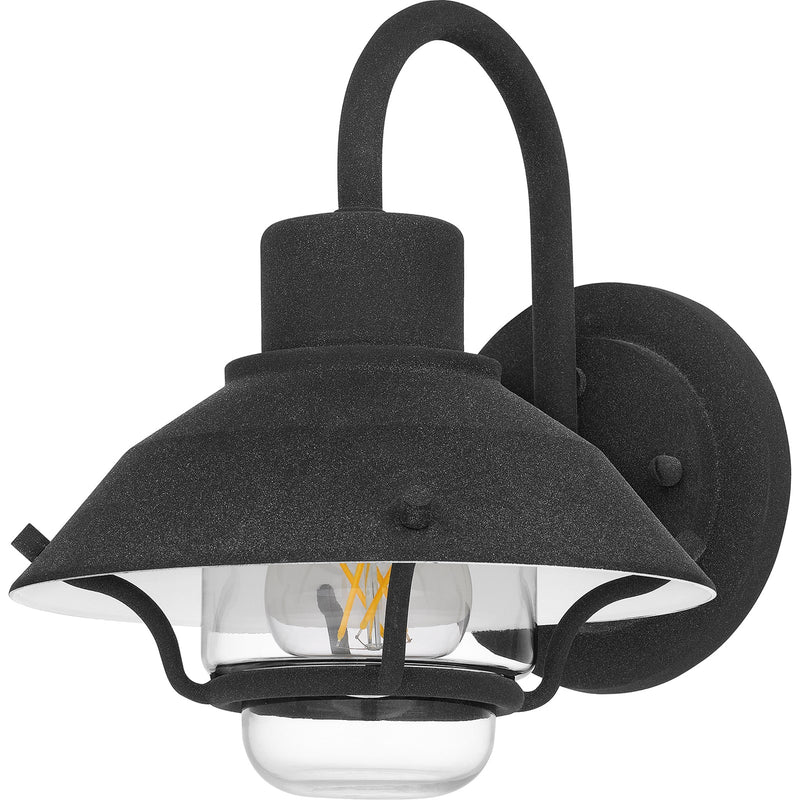 Quoizel Lavalier 8in 1-Light Outdoor Wall Lantern | Coastal Mottled Black and Clear Glass | Front Door & Porch | 8 x 9.25 x 9.5 in | Model LVL8408MB