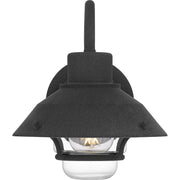 Quoizel Lavalier 8in 1-Light Outdoor Wall Lantern | Coastal Mottled Black and Clear Glass | Front Door & Porch | 8 x 9.25 x 9.5 in | Model LVL8408MB