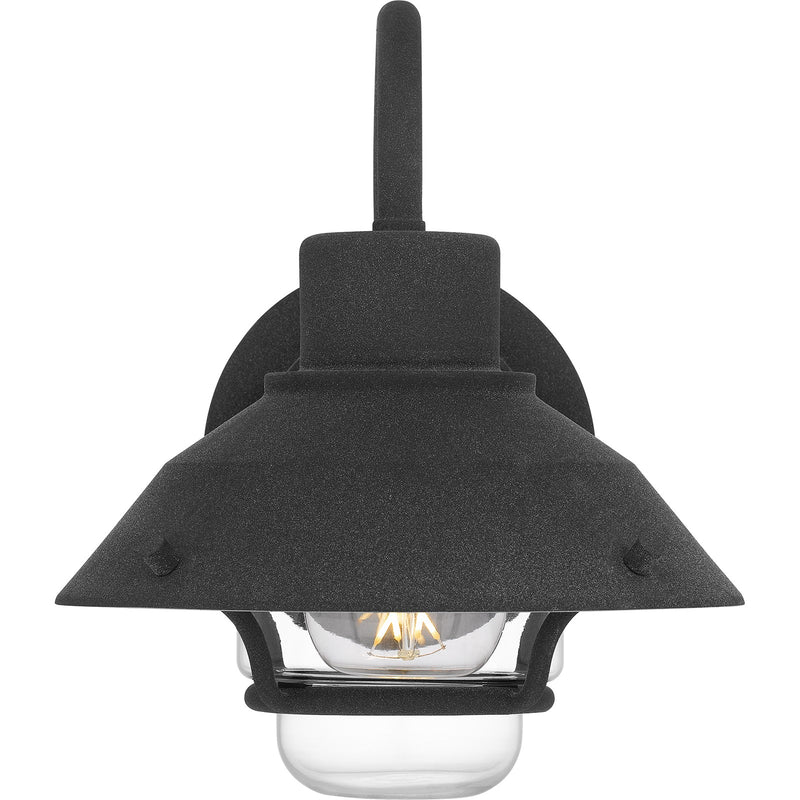 Quoizel Lavalier 8in 1-Light Outdoor Wall Lantern | Coastal Mottled Black and Clear Glass | Front Door & Porch | 8 x 9.25 x 9.5 in | Model LVL8408MB