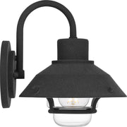 Quoizel Lavalier 8in 1-Light Outdoor Wall Lantern | Coastal Mottled Black and Clear Glass | Front Door & Porch | 8 x 9.25 x 9.5 in | Model LVL8408MB