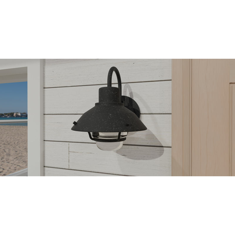 Quoizel Lavalier 8in 1-Light Outdoor Wall Lantern | Coastal Mottled Black and Clear Glass | Front Door & Porch | 8 x 9.25 x 9.5 in | Model LVL8408MB