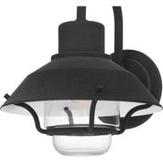 Quoizel Lavalier 11in 1-Light Outdoor Wall Sconce | Coastal Mottled Black and Clear Glass | Front Porch & Patio | 11 x 12.25 x 13 in | Model LVL8411MB