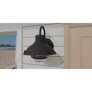 Quoizel Lavalier 11in 1-Light Outdoor Wall Sconce | Coastal Mottled Black and Clear Glass | Front Porch & Patio | 11 x 12.25 x 13 in | Model LVL8411MB