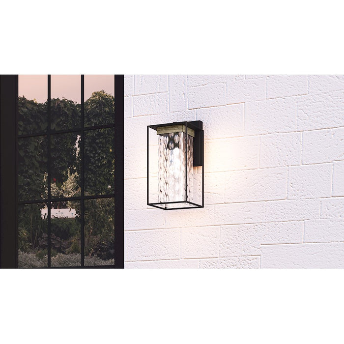 Quoizel Longwood 1 Light Outdoor Lantern, Black/Clear Hammered