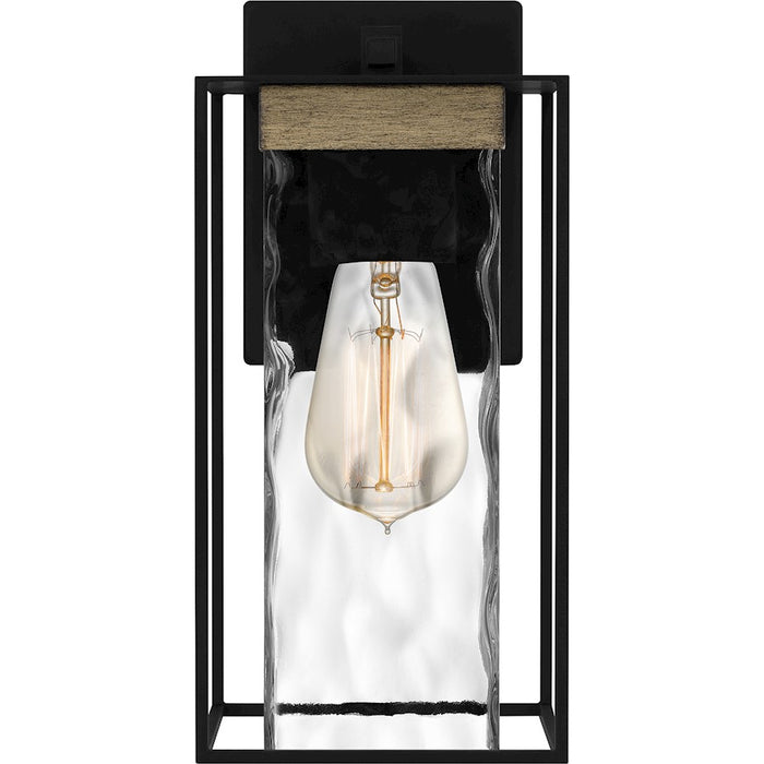 Quoizel Longwood 1 Light Outdoor Lantern, Black/Clear Hammered