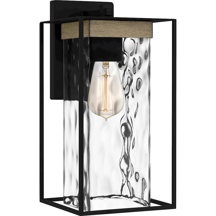 Quoizel Longwood 1 Light Outdoor Lantern, Black/Clear Hammered