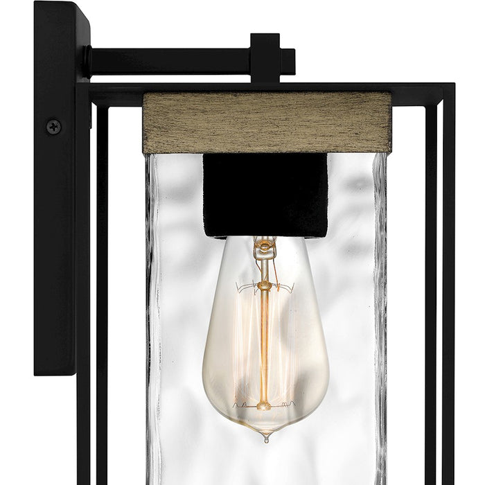 Quoizel Longwood 1 Light Outdoor Lantern, Black/Clear Hammered