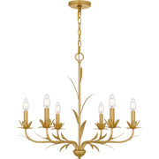 Quoizel Maria 27.5in 6-Light Chandelier | Modern Gold Leaf Steel | Dining Room & Breakfast Nook | 27.5 x 27.5 x 23 in | Model MAA5027GFL