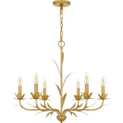 Quoizel Maria 27.5in 6-Light Chandelier | Modern Gold Leaf Steel | Dining Room & Breakfast Nook | 27.5 x 27.5 x 23 in | Model MAA5027GFL