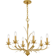 Quoizel Maria 27.5in 6-Light Chandelier | Modern Gold Leaf Steel | Dining Room & Breakfast Nook | 27.5 x 27.5 x 23 in | Model MAA5027GFL
