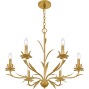 Quoizel Maria 27.5in 6-Light Chandelier | Modern Gold Leaf Steel | Dining Room & Breakfast Nook | 27.5 x 27.5 x 23 in | Model MAA5027GFL